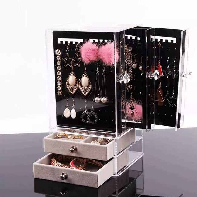 Acrylic Jewelry Storage Box Portable Dustproof Full Clear Display_1