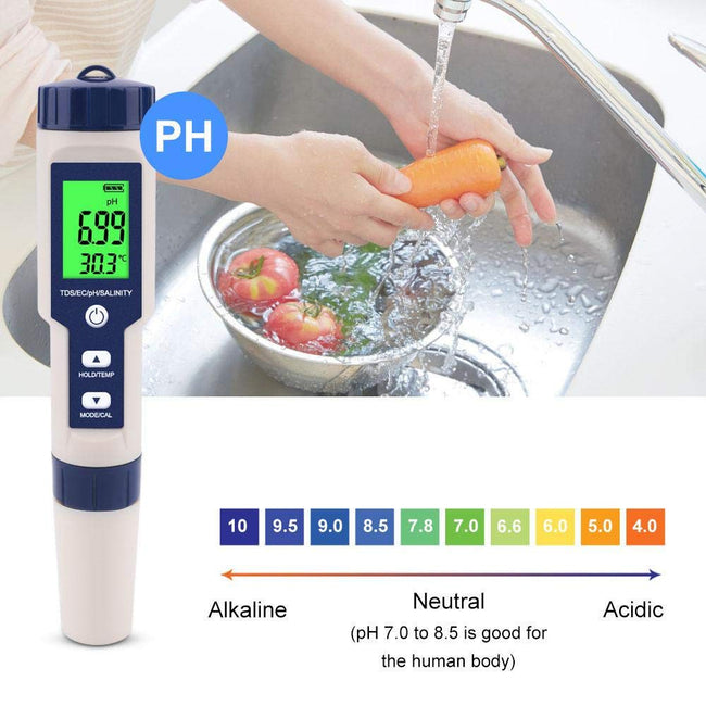 5 in 1 High Accuracy Digital pH Tester for Water Battery Powered_5