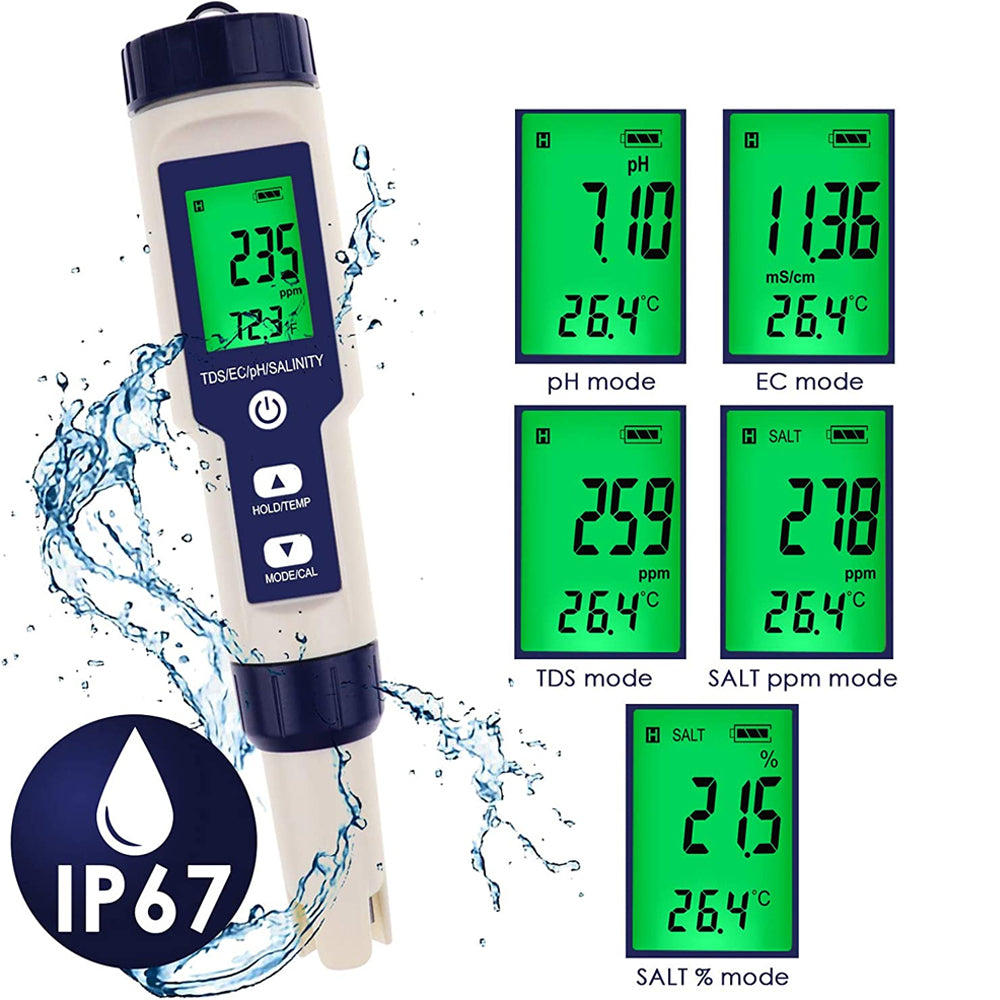 5 in 1 High Accuracy Digital pH Tester for Water Battery Powered_8