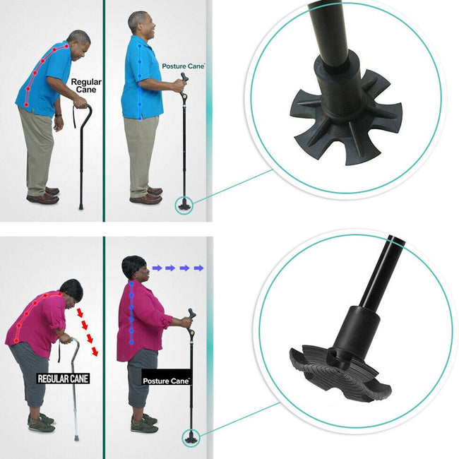 4 Head Pivoting Adjustable Anti-Slip Safety Walking Stick Cane_7