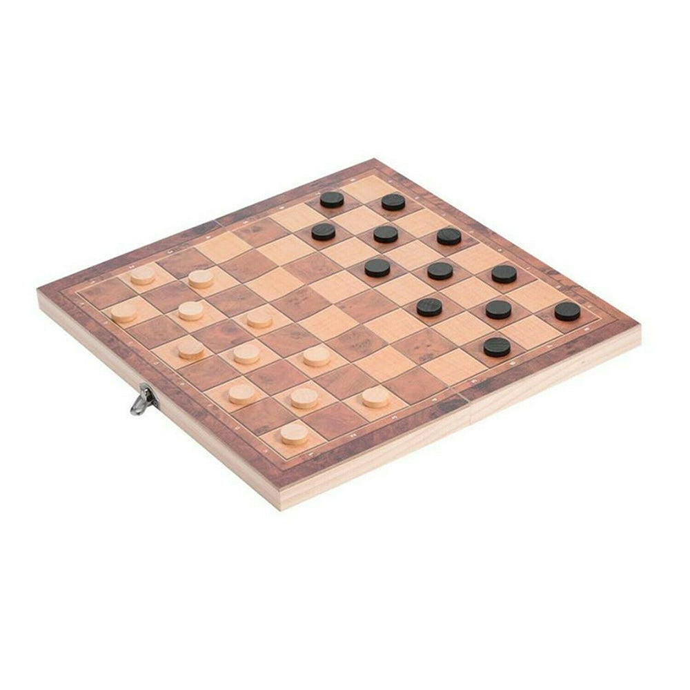 3-in-1 Large Folding Wooden Chessboard Checkers Gaming Set_2