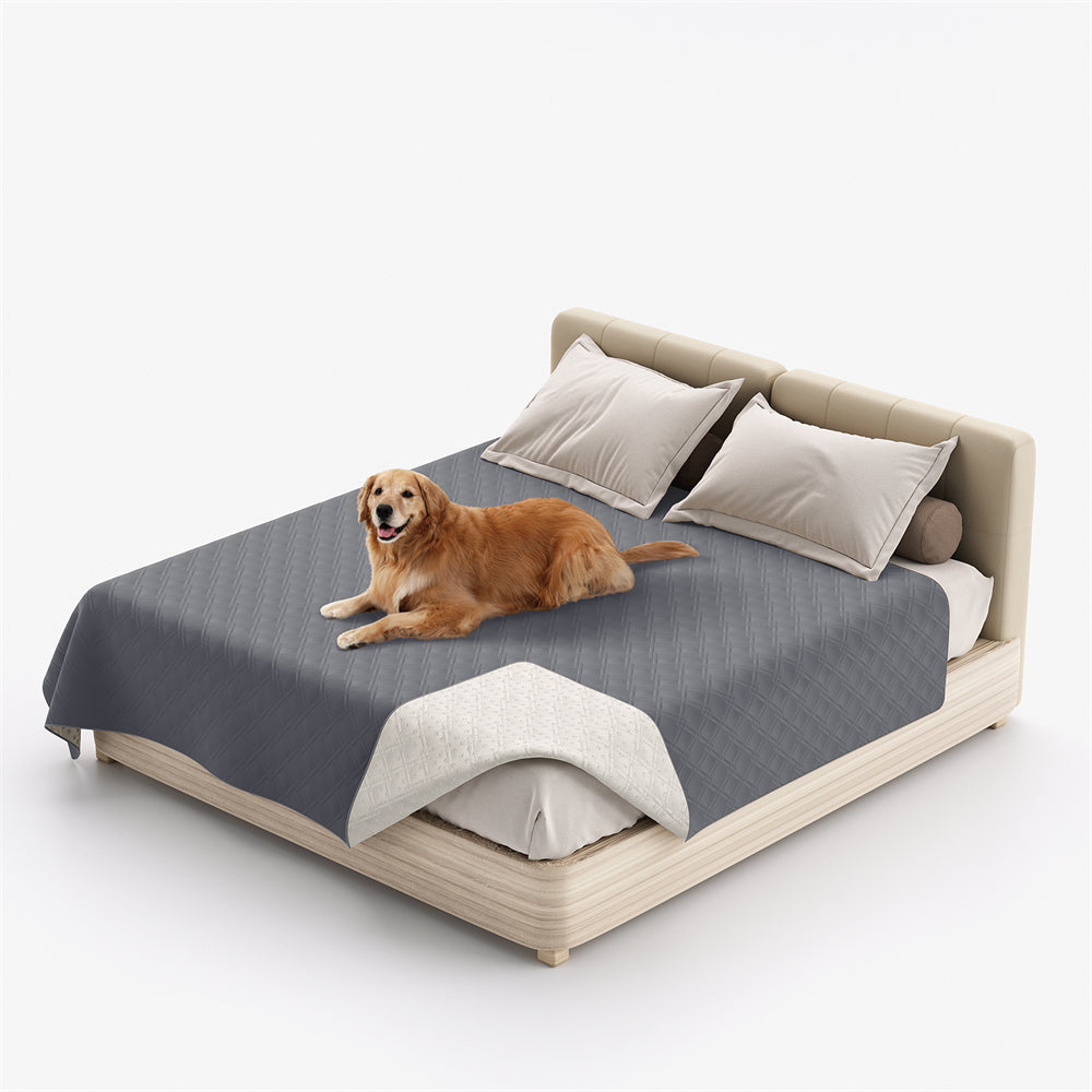 PETSWOL Waterproof Dog Bed Cover and Pet Blanket for Furniture, Bed, Couch, and Sofa-Gery_1