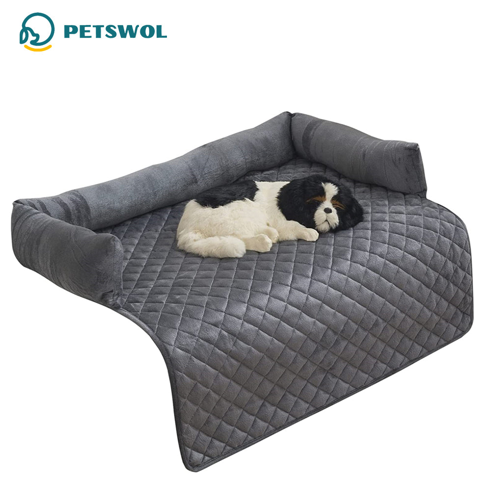 PETSWOL Plush Pet Sofa Cushion with Pillow - Ultimate Comfort for Your Pet_0