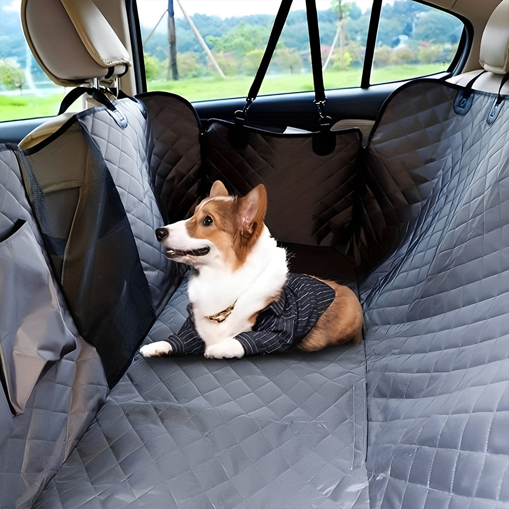 PETSWOL Waterproof Rear Seat Dog Cushion with Mesh Window for Car_4