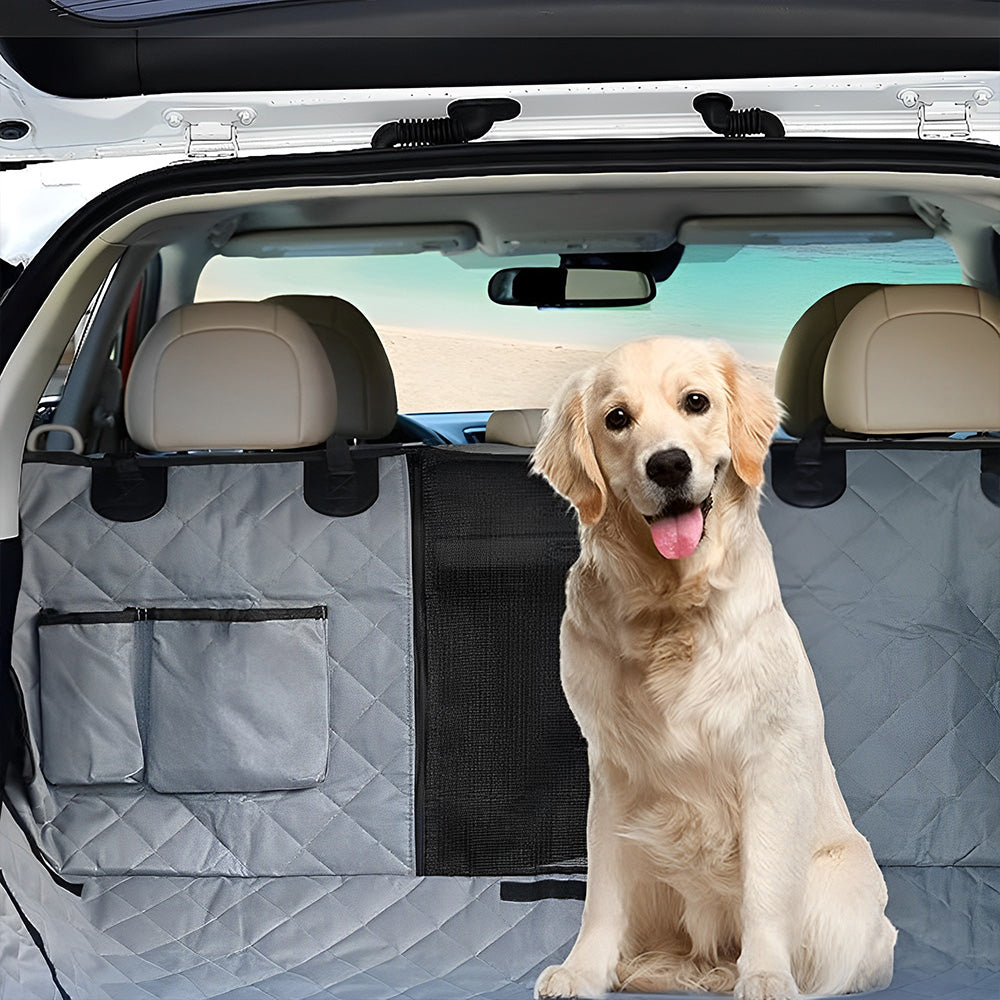 PETSWOL Waterproof Rear Seat Dog Cushion with Mesh Window for Car_5