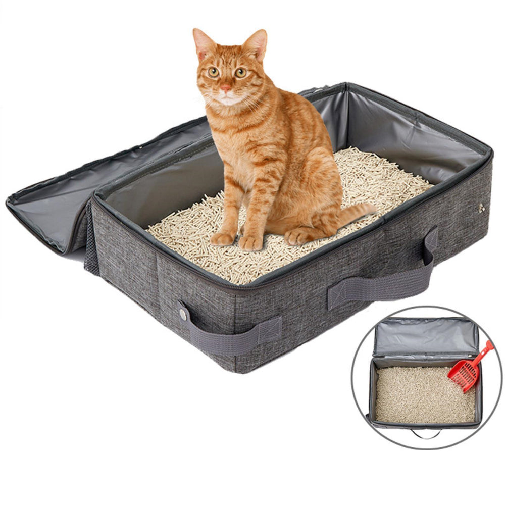 PETSWOL Foldable Cat Litter Box with Shovel - Portable and Convenient_1