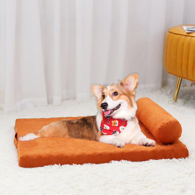 PETSWOL Removable and Washable Dog Sofa Bed-Orange_2