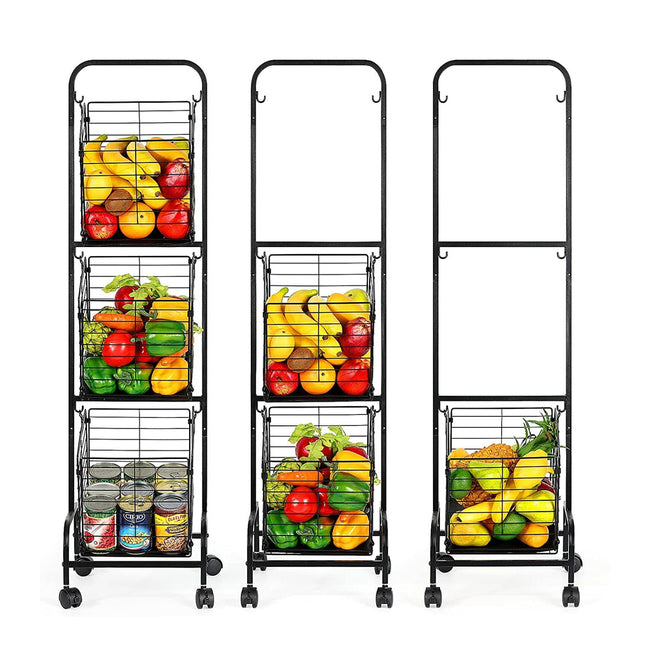 STORFEX 3-Tier Kitchen Storage Rack Removable Vegetable Cart_3
