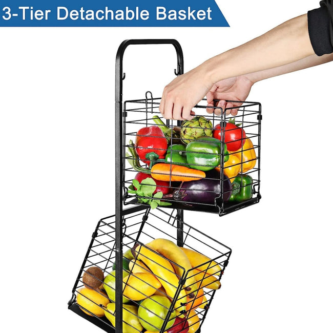 STORFEX 3-Tier Kitchen Storage Rack Removable Vegetable Cart_9