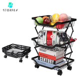 STORFEX 3 Tier Foldable Kitchen Pantry Storage Organizer Cart Baskets Rack_0