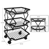 STORFEX 3 Tier Foldable Kitchen Pantry Storage Organizer Cart Baskets Rack_3