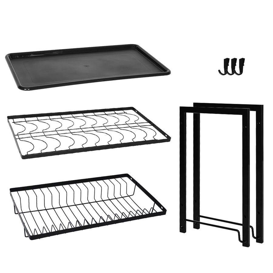 STORFEX 2 Layer Dish Drying Rack for Kitchen | Black | Steel Material_8