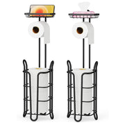 STORFEX Toilet Paper Holder Stand 2 Pack | Black | Steel Material | L-Shaped Arm and Vertical Storage_1
