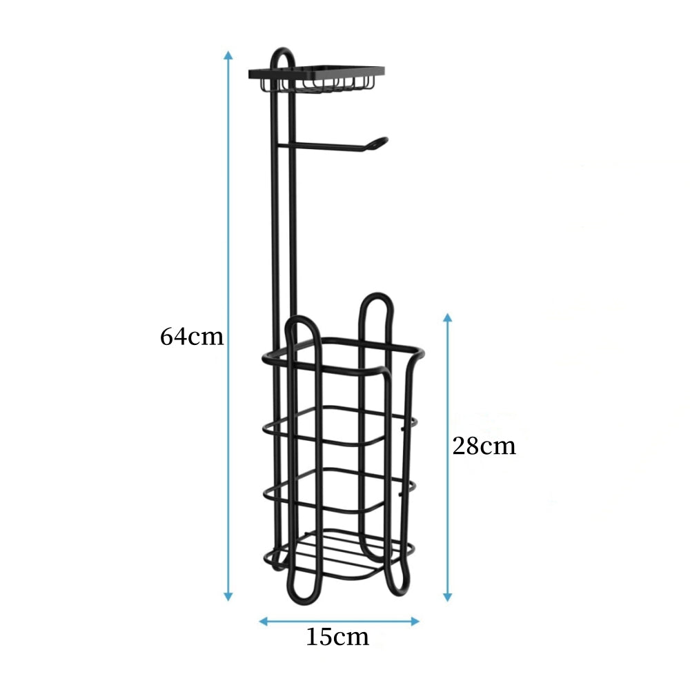 STORFEX Toilet Paper Holder Stand 2 Pack | Black | Steel Material | L-Shaped Arm and Vertical Storage_4