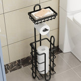 STORFEX Toilet Paper Holder Stand 2 Pack | Black | Steel Material | L-Shaped Arm and Vertical Storage_5