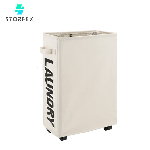 STORFEX Foldable Laundry Basket with Wheels_0