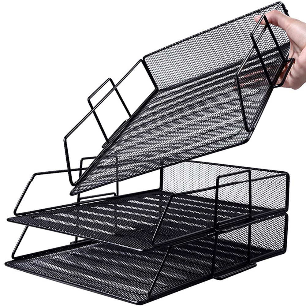 STORFEX 5-Layer Stackable Mesh File Storage Rack with Pen Holder_7