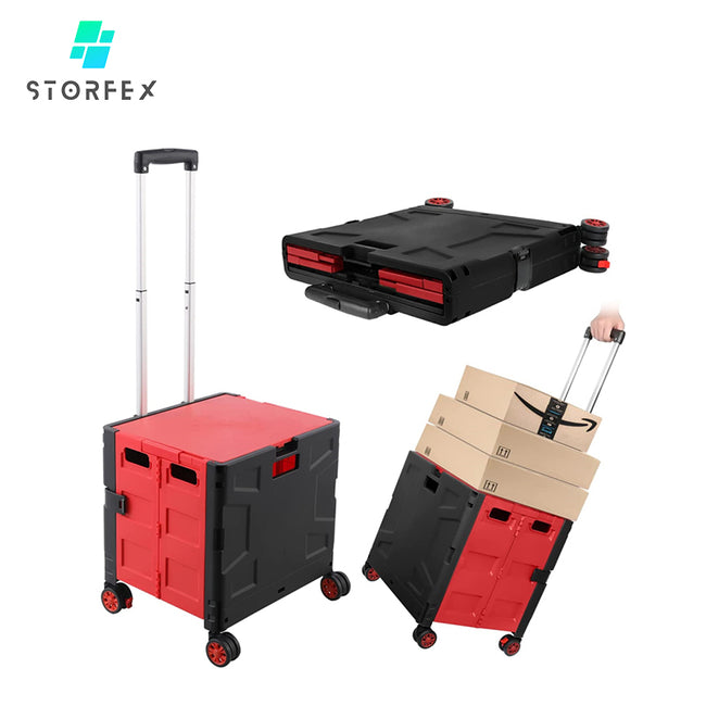 STORFEX Foldable Shopping Utility Cart with 360° Rotate Wheel_0