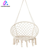 HYPERANGER Macrame Swing Chair Hanging Cotton Rope Hammock Chair_0
