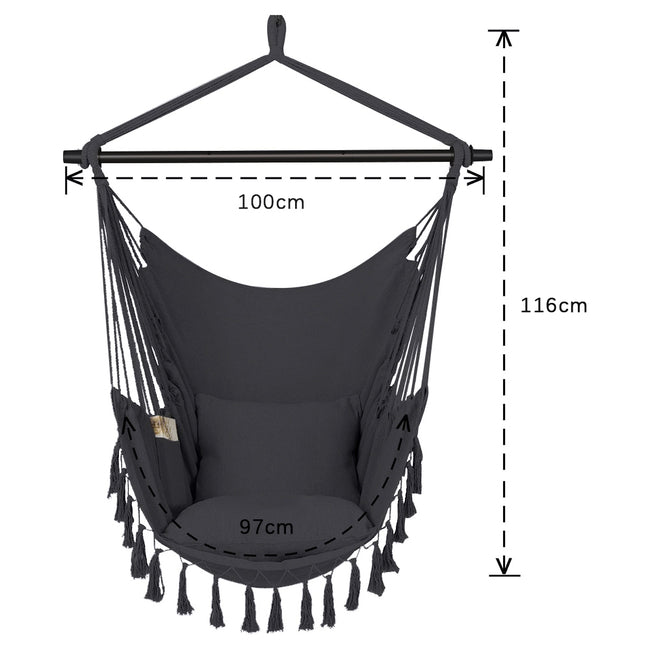 HYPERANGER Hammock Chair Hanging Rope Swing with 2 Cushions_9