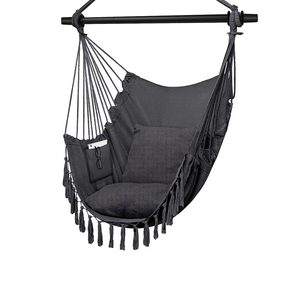 HYPERANGER Hammock Chair Hanging Rope Swing with 2 Cushions_1