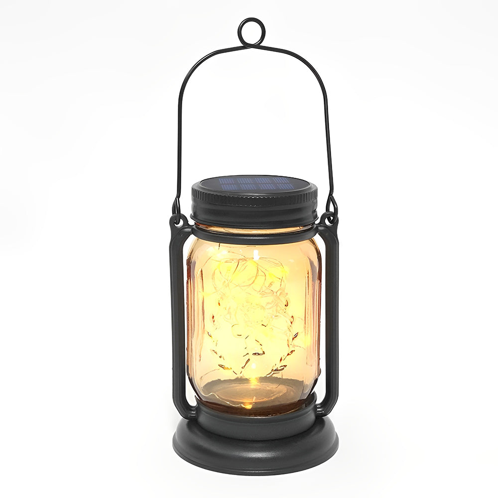 LUMIRO Solar Hanging Mason Jar Lights Decorative Solar Lantern with Stakes - 4 Pack_4