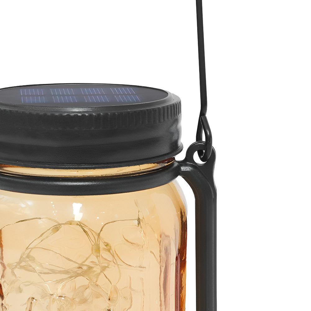 LUMIRO Solar Hanging Mason Jar Lights Decorative Solar Lantern with Stakes - 4 Pack_5