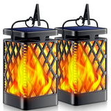 LUMIRO 2 Pack Flickering Flame Solar Garden Pendant Lights - Realistic Flames_1