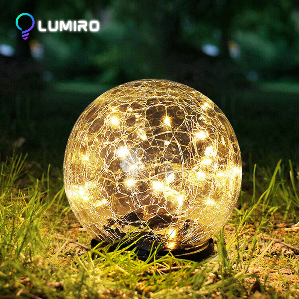 LUMIRO Outdoor Cracked Glass Garden Solar Ball Light - 15 cm_0