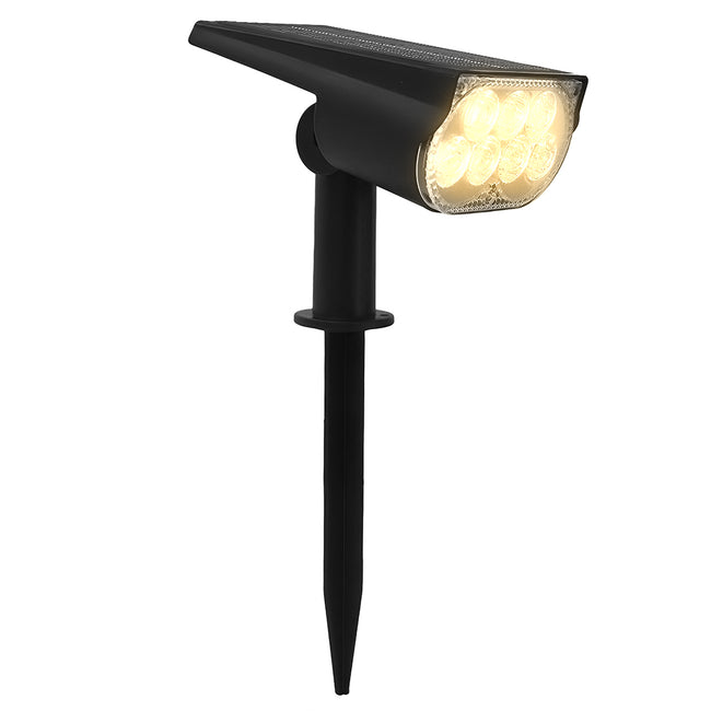 LUMIRO 2 Pack Solar Spotlight Ground Plug Lights - Adjustable Head, Warm Light - Black_4