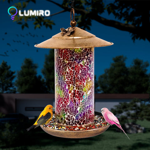 LUMIRO Outdoor Hanging Solar Bird Feeder and Garden Lantern_0