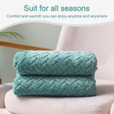 COMFEYA Soft Jacquard Leaves Pattern Flannel Fleece Throw Blanket_6