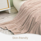 COMFEYA Soft Jacquard Leaves Pattern Flannel Fleece Throw Blanket_9