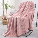 COMFEYA Soft Jacquard Leaves Pattern Flannel Fleece Throw Blanket_11