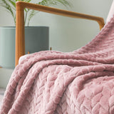 COMFEYA Soft Jacquard Leaves Pattern Flannel Fleece Throw Blanket_12