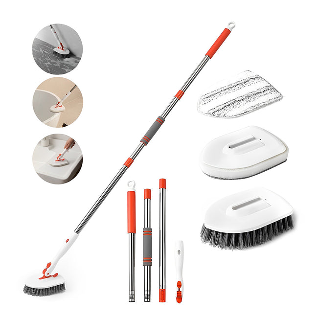 CLEANFOK 3 in 1 Tile Tub Scrubber Brush - Extendable Long Handle with Adjustable Angles_0