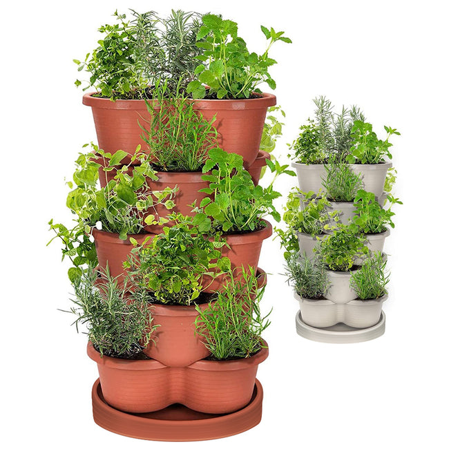 GREENHAVEN 5-Tier Stackable Vertical Garden Planter Pots - Space-Saving Planting Solution_0