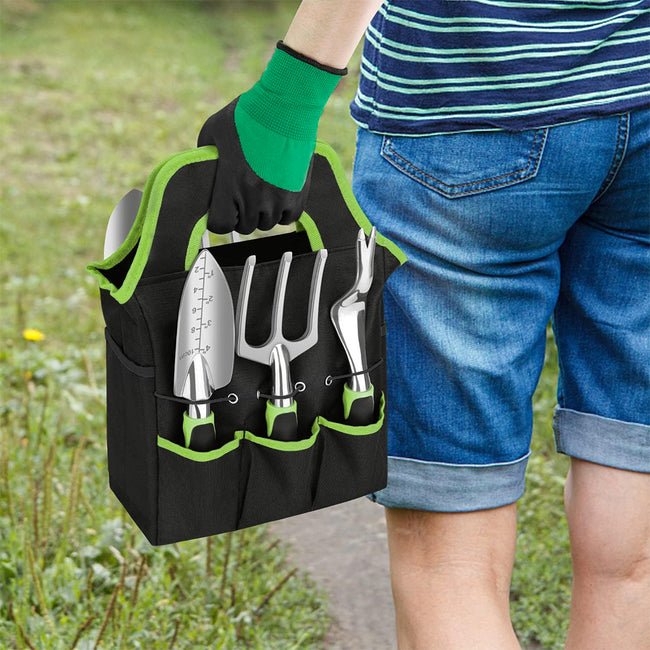 GreenHaven Garden Tool Set - 8 Piece Stainless Steel Set with Carrying Tote_3