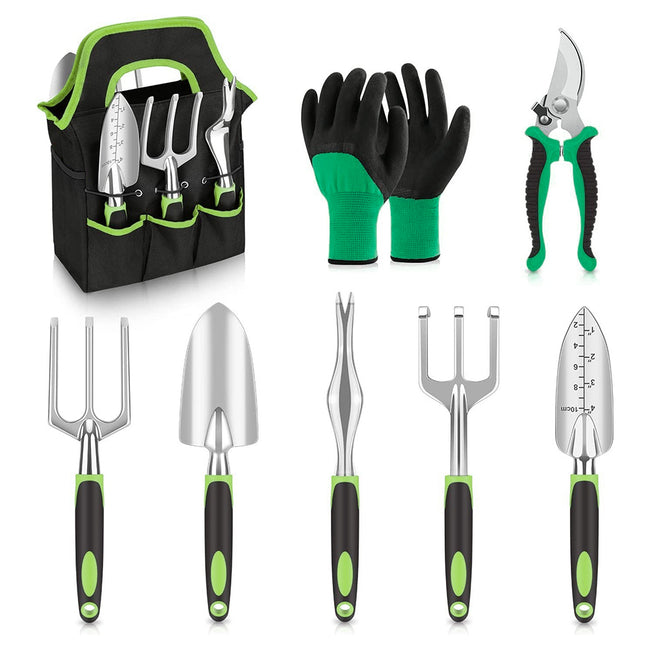 GreenHaven Garden Tool Set - 8 Piece Stainless Steel Set with Carrying Tote_7