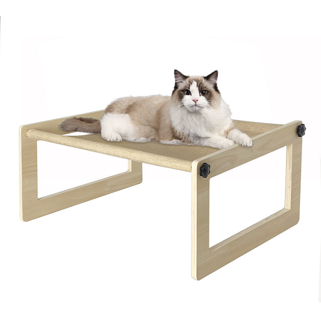 PETSWOL Breathable Cat Bed Wooden Cat Hammock_0