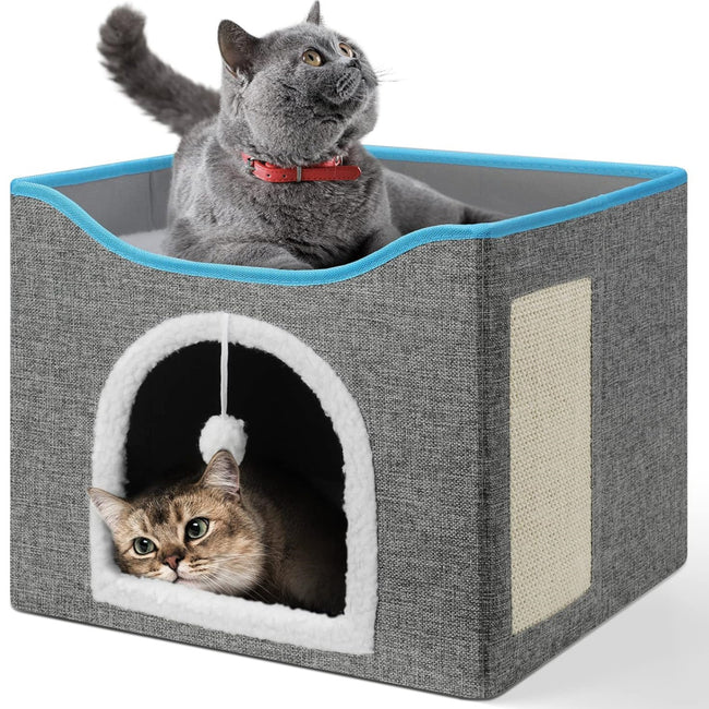 PETSWOL Cat House With Scratch Pad - Cozy Cat Hideout And Lounge For Multi-Cat Households_0