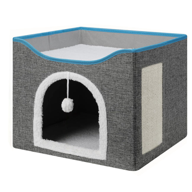 PETSWOL Cat House With Scratch Pad - Cozy Cat Hideout And Lounge For Multi-Cat Households_1