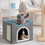 PETSWOL Cat House With Scratch Pad - Cozy Cat Hideout And Lounge For Multi-Cat Households_3