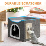 PETSWOL Cat House With Scratch Pad - Cozy Cat Hideout And Lounge For Multi-Cat Households_6