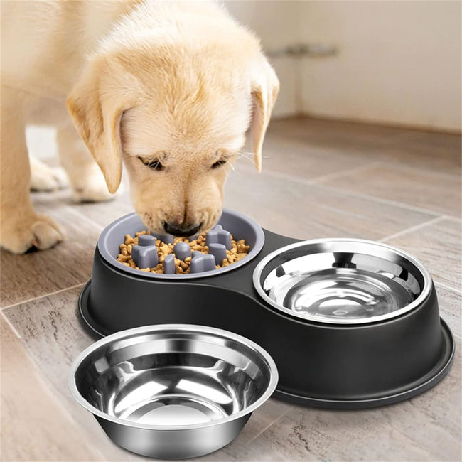 PETSWOL Dog Water And Food Bowls With Slow Feeder_4