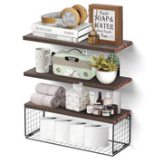 STORFEX Wall Organizer With Basket - Stylish And Space-Saving Wall Mounted Shelves_0