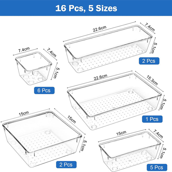 STORFEX Multifunctional Clear Plastic Drawer Organizers Set_6