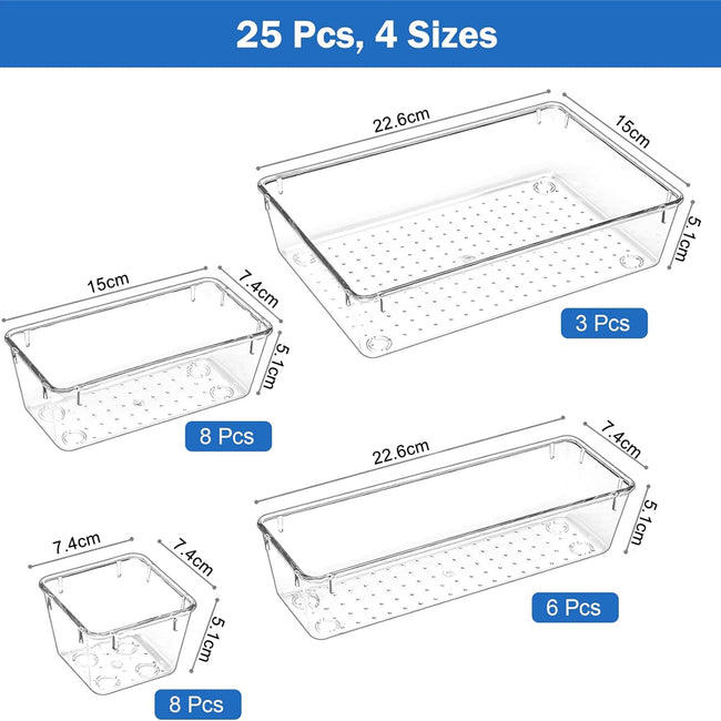 STORFEX Multifunctional Clear Plastic Drawer Organizers Set_7